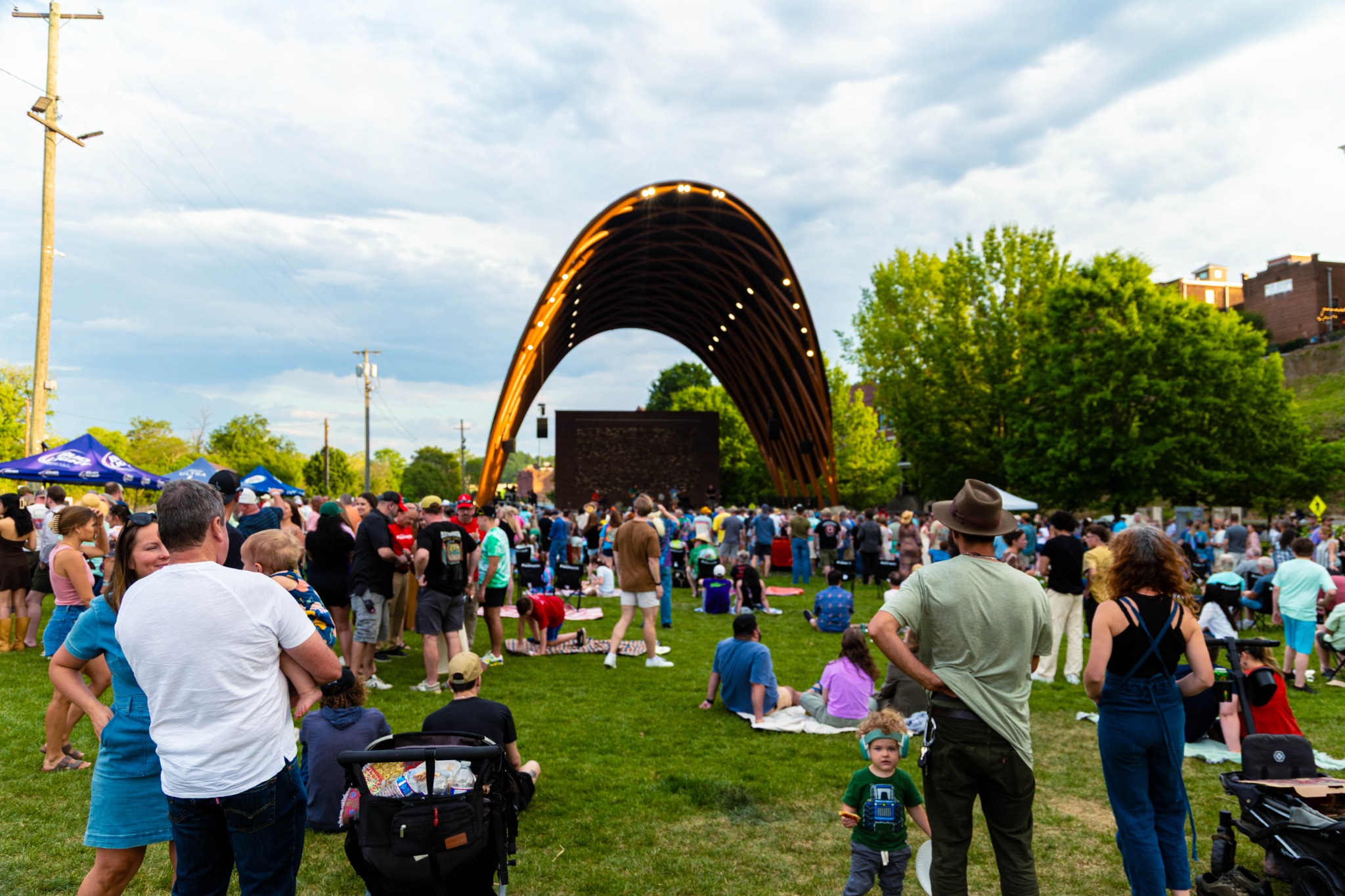 Crowd gathered for an event at the Lynchburg Amphitheater